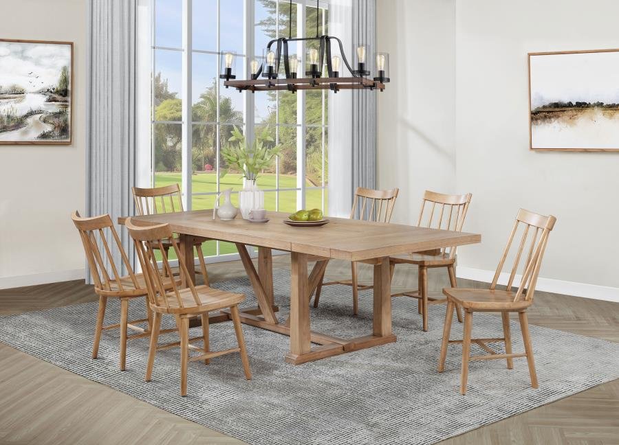 108541-S7N_01x900.jpg MIDDLETON 7-PIECE EXTENSION LEAF DINING SET NATURAL BROWN - Image 1