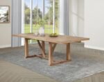 MIDDLETON 106-INCH EXTENSION LEAF DINING TABLE NATURAL BROWN - Image 2