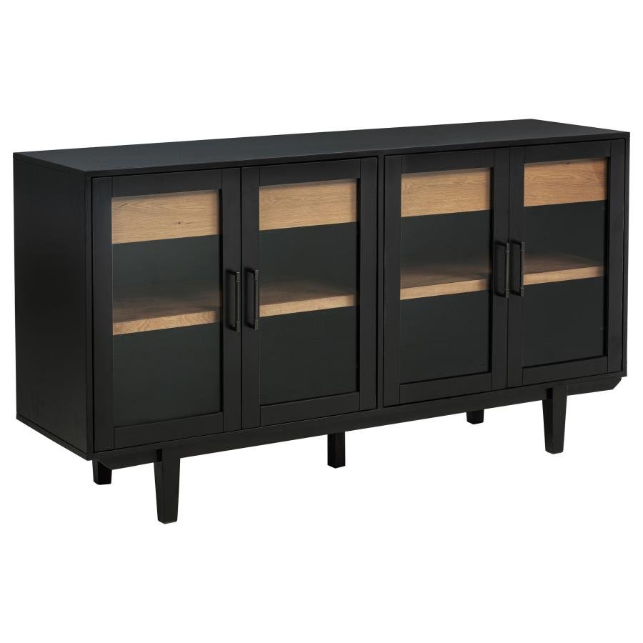 108545BLK_02x900.jpg MIDDLETON 4-DOOR SIDEBOARD SERVER WITH DUAL DRAWERS BLACK - Image 1