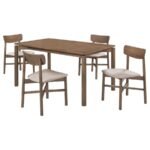 PARKRIDGE 5-PIECE 59-INCH WOOD DINING SET NATURAL WALNUT - Image 2