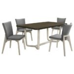 BILOXI 5-PIECE 71-INCH RECTANGULAR DINING SET GREYISH BROWN - Image 2