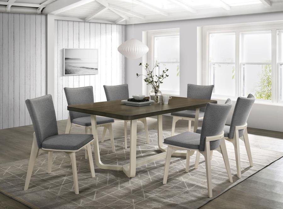 108681-S7_01x900.jpg BILOXI 7-PIECE 71-INCH RECTANGULAR DINING SET GREYISH BROWN - Image 1