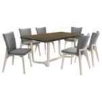 BILOXI 7-PIECE 71-INCH RECTANGULAR DINING SET GREYISH BROWN - Image 2