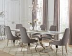 ANTOINE 7-PIECE RECTANGULAR GLASS TOP DINING TABLE SET GREY