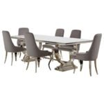 ANTOINE 7-PIECE RECTANGULAR GLASS TOP DINING TABLE SET GREY - Image 2