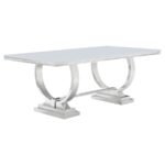 ANTOINE 7-PIECE RECTANGULAR GLASS TOP DINING TABLE SET GREY - Image 3