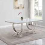 ANTOINE RECTANGULAR 95-INCH GLASS TOP DINING TABLE WHITE - Image 2