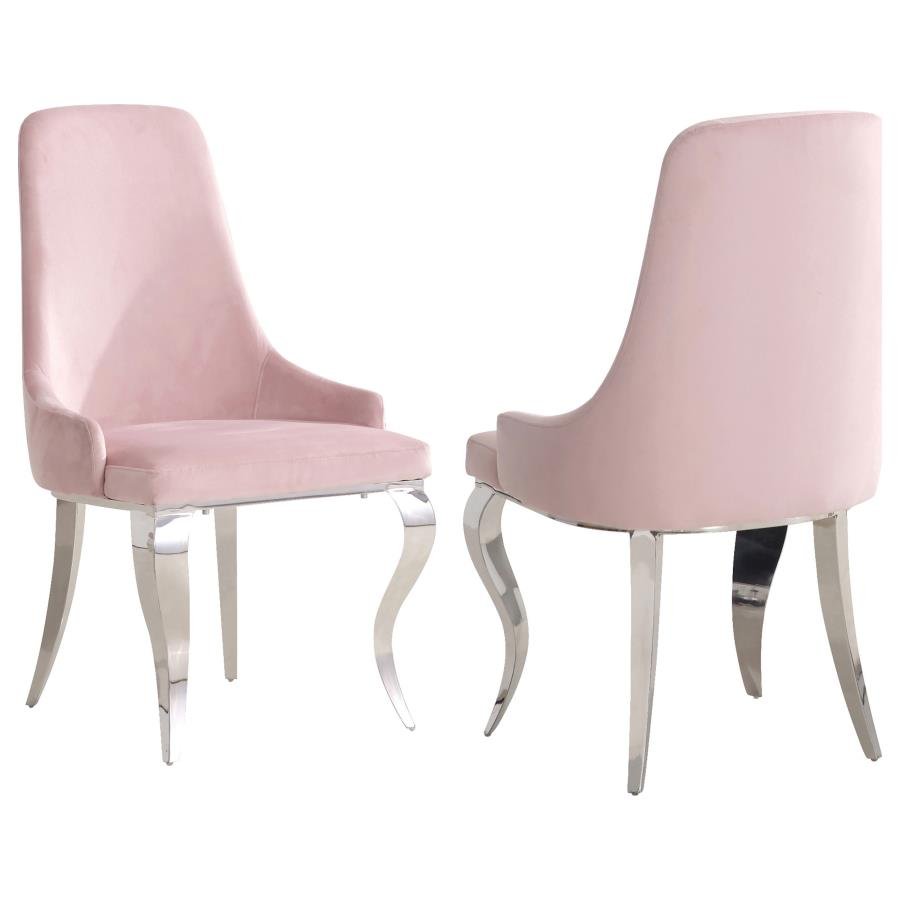 108813_001x900.jpg ANTOINE VELVET UPHOLSTERED DINING SIDE CHAIR PINK (SET OF 2) - Image 1
