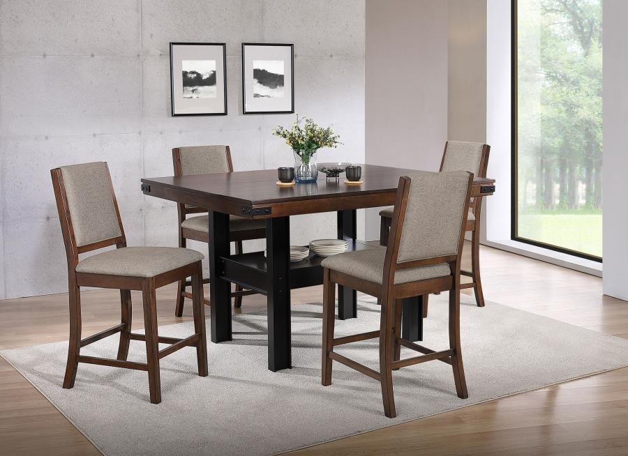 108888-S5_01x900.jpg PATTERSON 5-PIECE COUNTER HEIGHT DINING SET MANGO OAK - Image 1