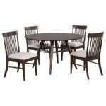 EVERTON 5-PIECE ROUND 53-INCH DINING TABLE SET DARK WALNUT - Image 2