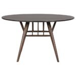 EVERTON 5-PIECE ROUND 53-INCH DINING TABLE SET DARK WALNUT - Image 4