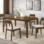 ALMONTE 5-PIECE 59-INCH RECTANGULAR DINING SET DARK BROWN