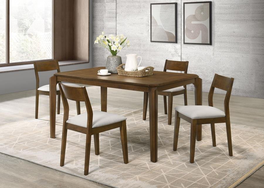108921-S5_01x900.jpg ALMONTE 5-PIECE 59-INCH RECTANGULAR DINING SET DARK BROWN - Image 1