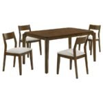 ALMONTE 5-PIECE 59-INCH RECTANGULAR DINING SET DARK BROWN - Image 2