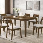 ALMONTE 7-PIECE 59-INCH RECTANGULAR DINING SET DARK BROWN