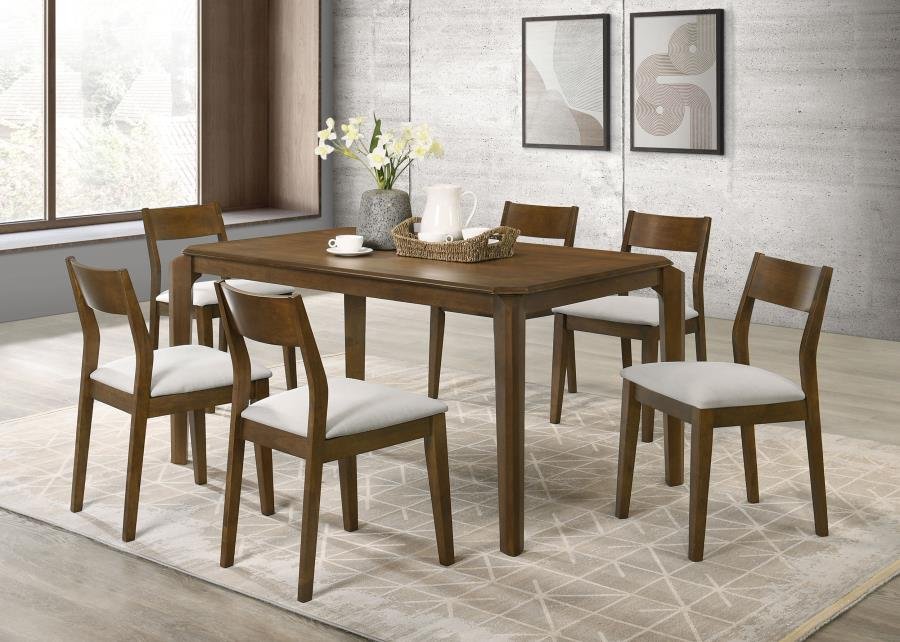 108921-S7_01x900.jpg ALMONTE 7-PIECE 59-INCH RECTANGULAR DINING SET DARK BROWN - Image 1