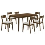 ALMONTE 7-PIECE 59-INCH RECTANGULAR DINING SET DARK BROWN - Image 2