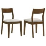 ALMONTE DINING CHAIR UPHOLSTERED SEAT DARK BROWN (SET OF 2)