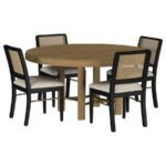 ARINI 5-PIECE ROUND DINING TABLE SET SAND WASH AND BLACK - Image 2