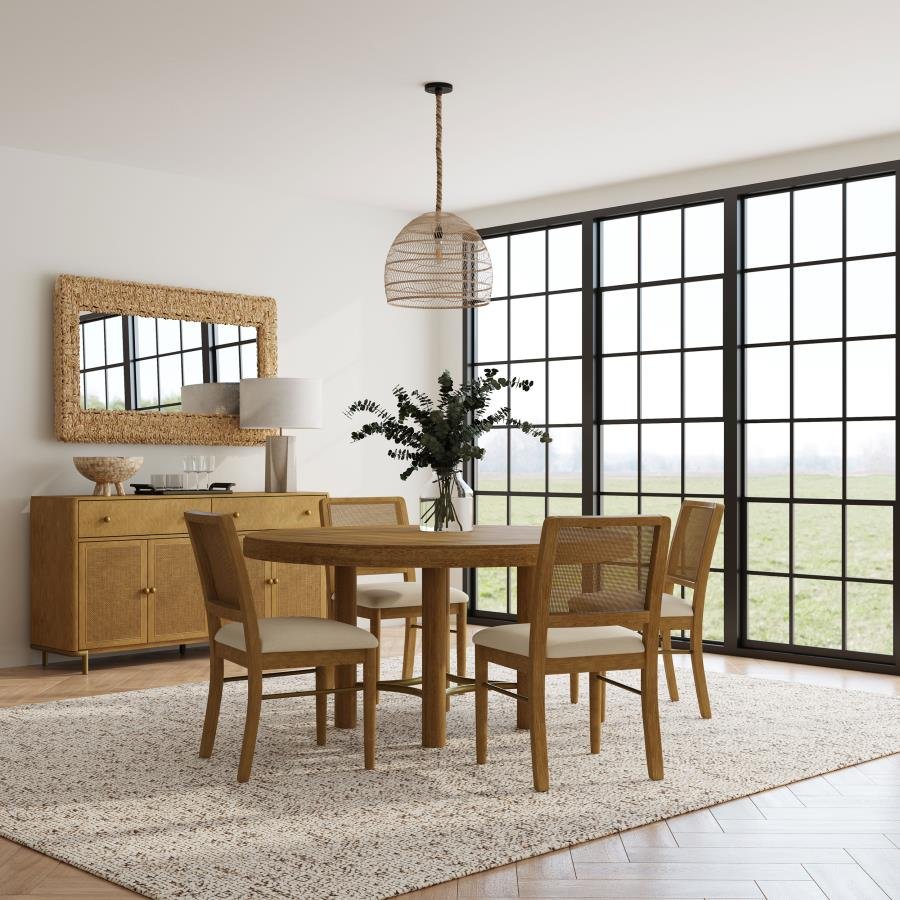 108930-S5W_01x900.jpg ARINI 5-PIECE ROUND DINING ROOM TABLE SET SAND WASH - Image 1