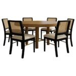 ARINI 7-PIECE ROUND DINING TABLE SET SAND WASH AND BLACK - Image 2