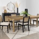ARINI 5-PIECE EXTENSION LEAF DINING TABLE SET SAND WASH AND BLACK