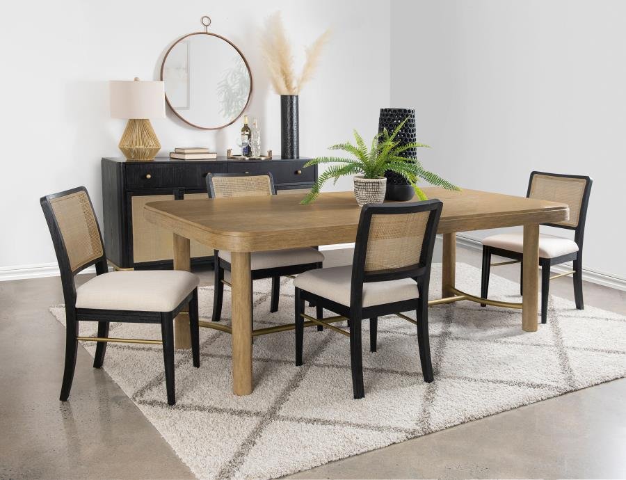 108931-S5B_01x900.jpg ARINI 5-PIECE EXTENSION LEAF DINING TABLE SET SAND WASH AND BLACK - Image 1