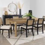ARINI 7-PIECE EXTENSION LEAF DINING TABLE SET SAND WASH AND BLACK
