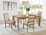 BRUNER 5-PIECE 72-INCH RECTANGULAR DINING SET NATURAL BROWN