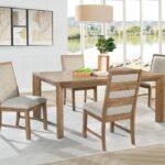 BRUNER 5-PIECE 72-INCH RECTANGULAR DINING SET NATURAL BROWN