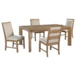 BRUNER 5-PIECE 72-INCH RECTANGULAR DINING SET NATURAL BROWN - Image 2