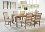 BRUNER 7-PIECE 72-INCH RECTANGULAR DINING SET NATURAL BROWN