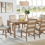 BRUNER 7-PIECE 72-INCH RECTANGULAR DINING SET NATURAL BROWN
