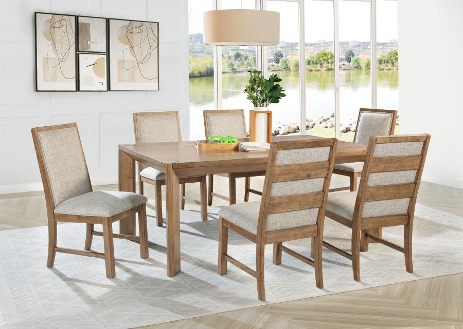 109101-S7_01x900.jpg BRUNER 7-PIECE 72-INCH RECTANGULAR DINING SET NATURAL BROWN - Image 1