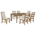 BRUNER 7-PIECE 72-INCH RECTANGULAR DINING SET NATURAL BROWN - Image 2