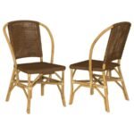 LEXLEY WOVEN RATTAN DINING SIDE CHAIR BROWN (SET OF 2)