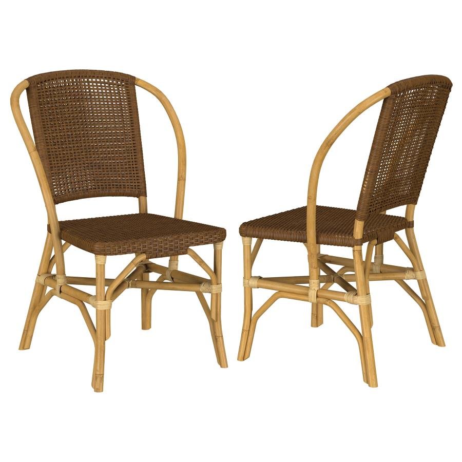 109122_001x900.jpg LEXLEY WOVEN RATTAN DINING SIDE CHAIR BROWN (SET OF 2) - Image 1