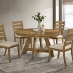 DANVERS 5-PIECE DINING TABLE SET BROWN OAK AND LATTE