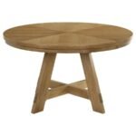 DANVERS 5-PIECE DINING TABLE SET BROWN OAK AND LATTE - Image 4