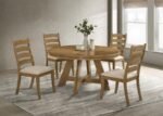 DANVERS ROUND 54-INCH WOOD DINING TABLE BROWN OAK - Image 8