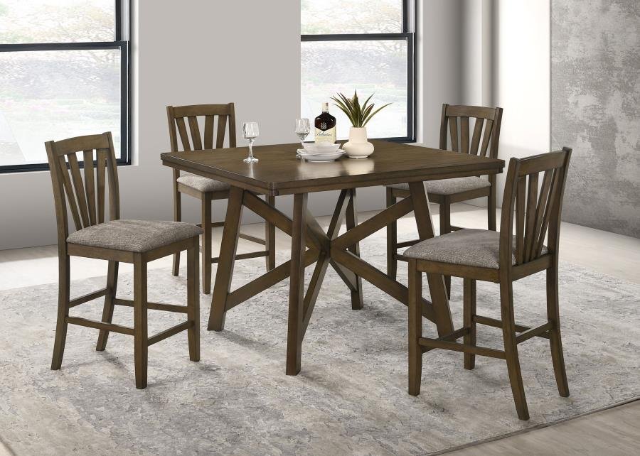 109178-S5_01x900.jpg CANFIELD 5-PIECE 47-INCH COUNTER HEIGHT DINING SET BROWN - Image 1