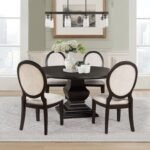 TWYLA 5-PIECE ROUND WOOD DINING ROOM TABLE SET DARK COCOA