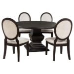 TWYLA 5-PIECE ROUND WOOD DINING ROOM TABLE SET DARK COCOA - Image 2
