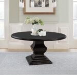 TWYLA 60-INCH ROUND WOOD DINING ROOM TABLE DARK COCOA - Image 2