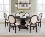 TWYLA 60-INCH ROUND WOOD DINING ROOM TABLE DARK COCOA - Image 7