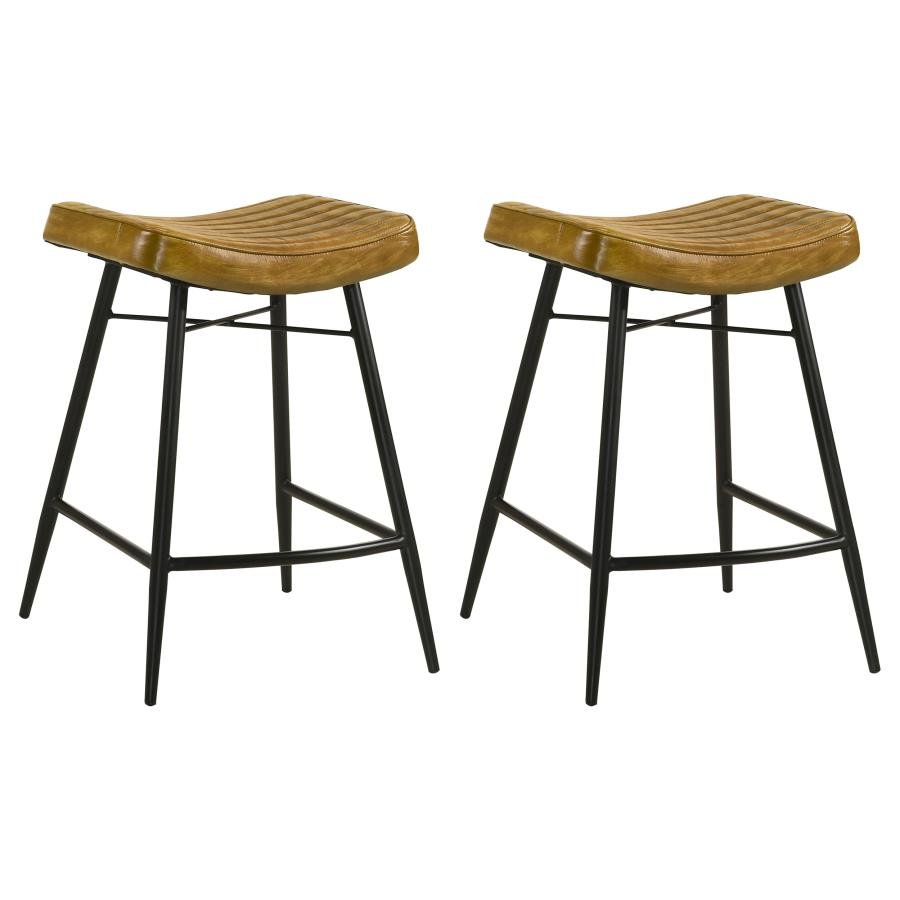 109248_001x900.jpg BAYU LEATHER UPHOLSTERED COUNTER STOOL CAMEL (SET OF 2) - Image 1
