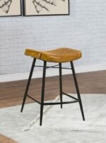 BAYU LEATHER UPHOLSTERED COUNTER STOOL CAMEL (SET OF 2) - Image 2