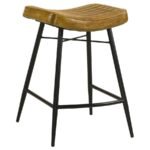 BAYU LEATHER UPHOLSTERED COUNTER STOOL CAMEL (SET OF 2) - Image 3