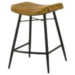 BAYU LEATHER UPHOLSTERED COUNTER STOOL CAMEL (SET OF 2) - Image 5