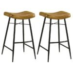 BAYU LEATHER UPHOLSTERED BAR STOOL ANTIQUE CAMEL (SET OF 2)